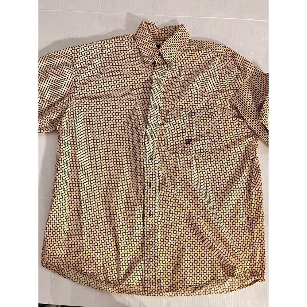 Vintage Wrangler Twenty X Button Up Shirt Mens L Geometric Pattern‎ Short Sleeve